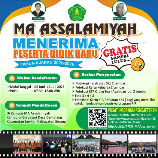 Penerimaan Siswa Baru MA Assalamiyah Jawilan Tahun Ajaran 2025-2026